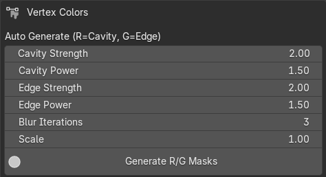 Auto Vertex colors for cavity and edge markings
